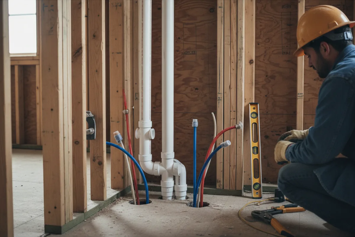 Drain and supply rough-in during Leak Detection in Huntingdon Valley