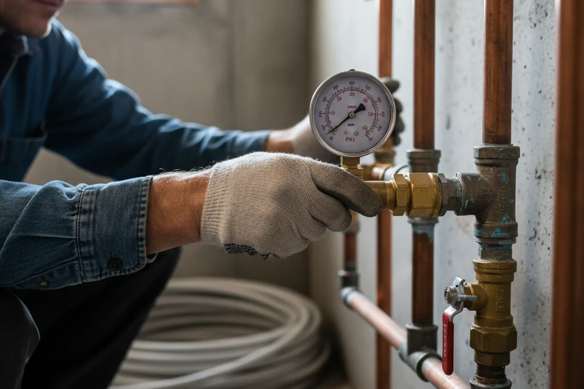 Pressure testing a repaired line during Water Line Repair in Huntingdon Valley